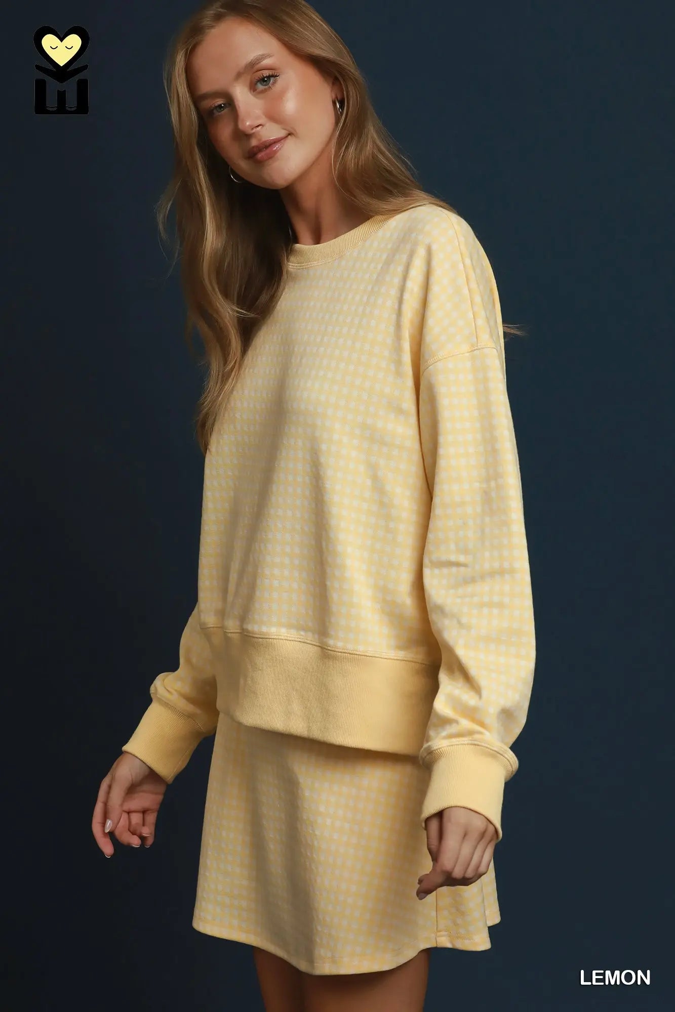 Lemon Gingham Crewneck