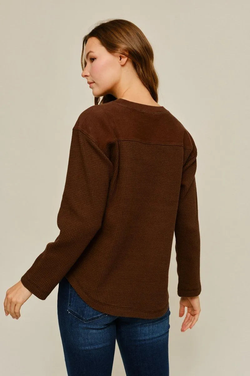 Waffle Long Sleeve: Brown