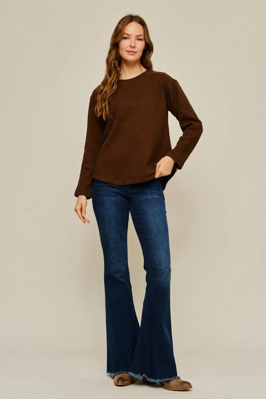 Waffle Long Sleeve: Brown