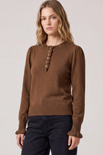 Ruffle Collar Sweater: Brown