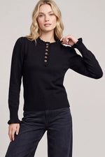 Ruffle Collar Sweater: Black