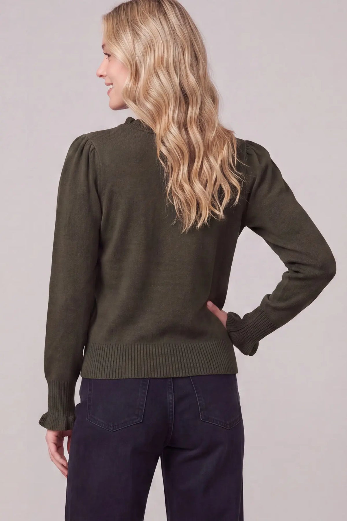 Ruffle Collar Sweater: Olive
