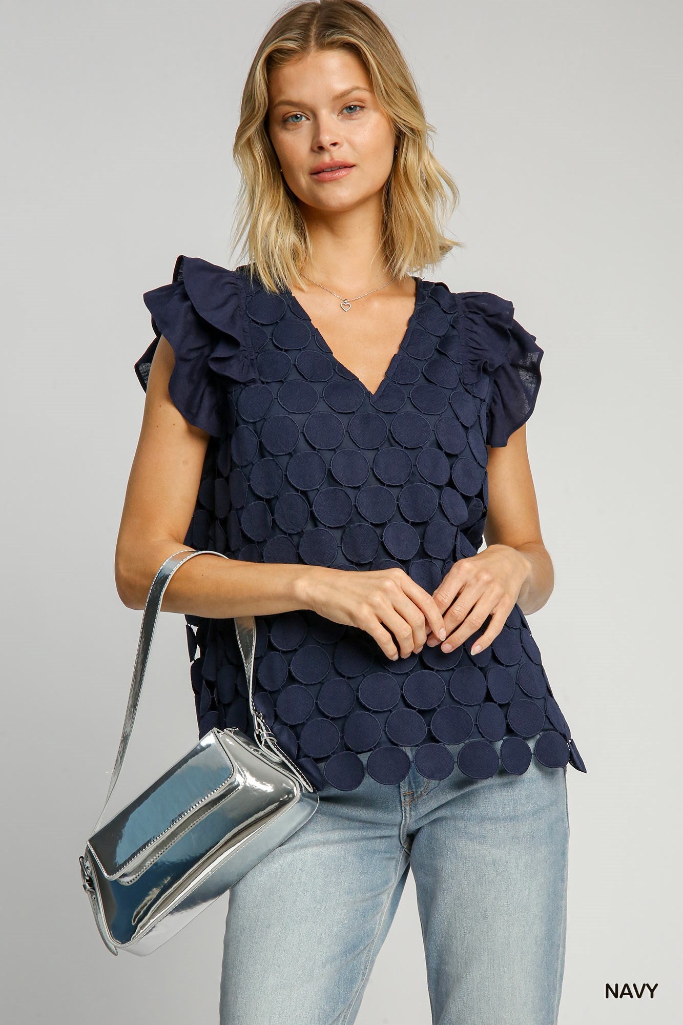 Navy Cutout Top