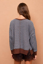 Baby Blue & Brown Stripe Sweater