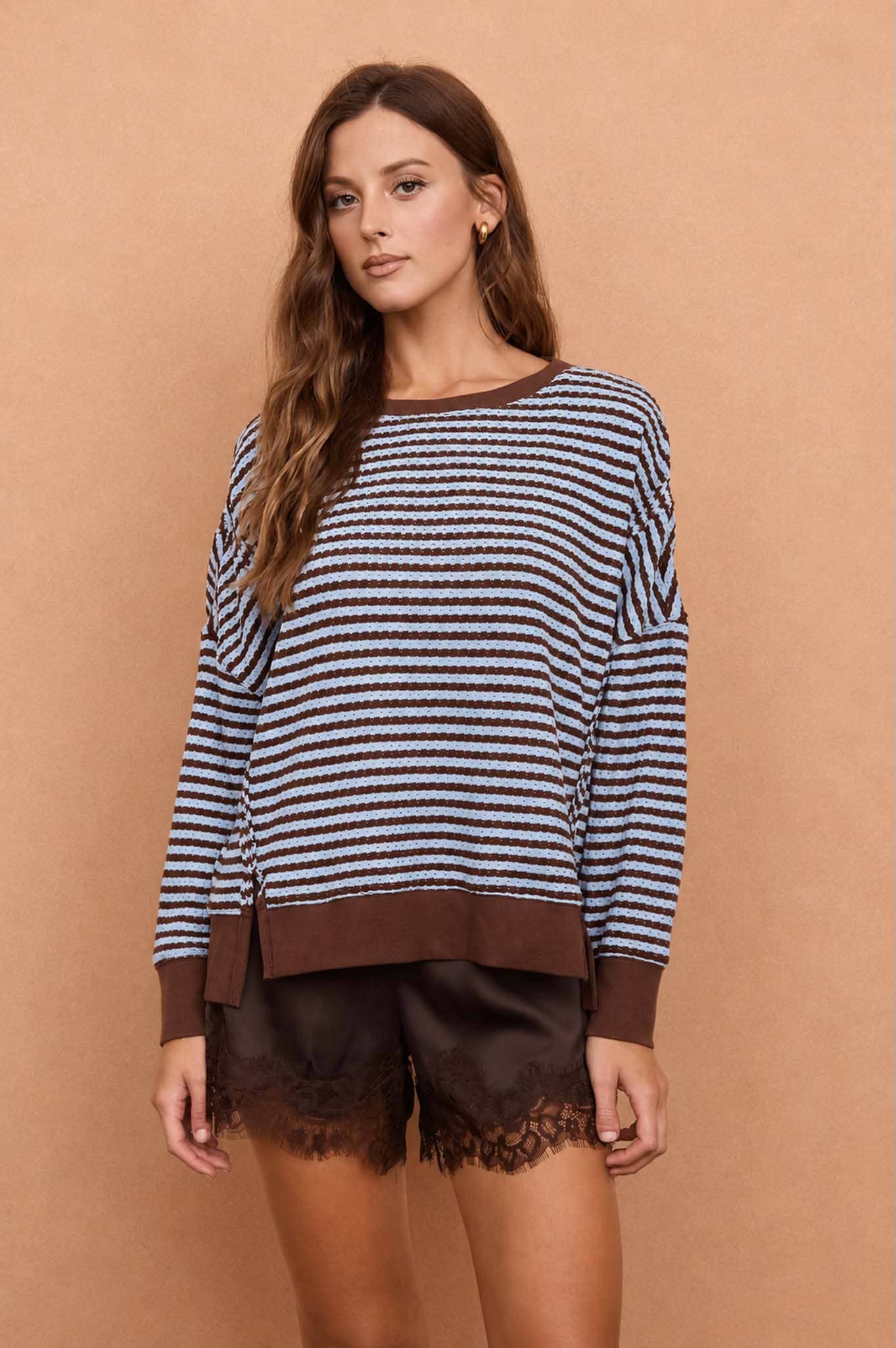 Baby Blue & Brown Stripe Sweater