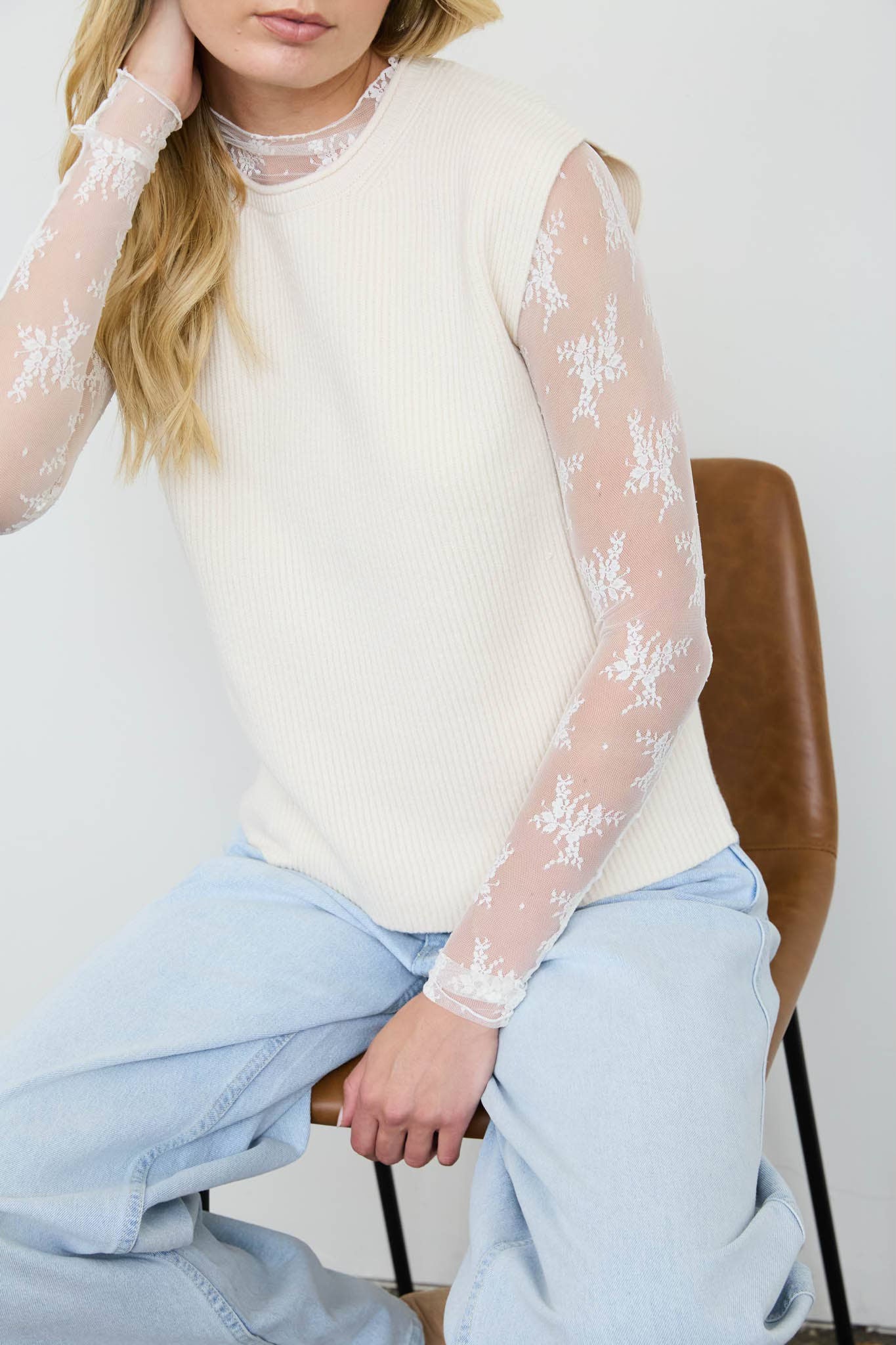 Sleeveless Sweater: Cream