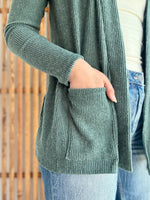 Heather Ribbed Open Front Cardigan - Ash Jade