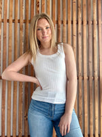 Melange Rib Tank Top - Off White