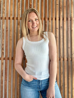 Melange Rib Tank Top - Off White