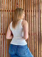 Melange Rib Tank Top - Off White