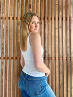 Seamless Tank Top With Built In Bra - White