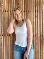 Seamless Tank Top With Built In Bra - White