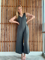 French Terry Deep V Neck Jumpsuit