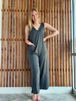French Terry Deep V Neck Jumpsuit