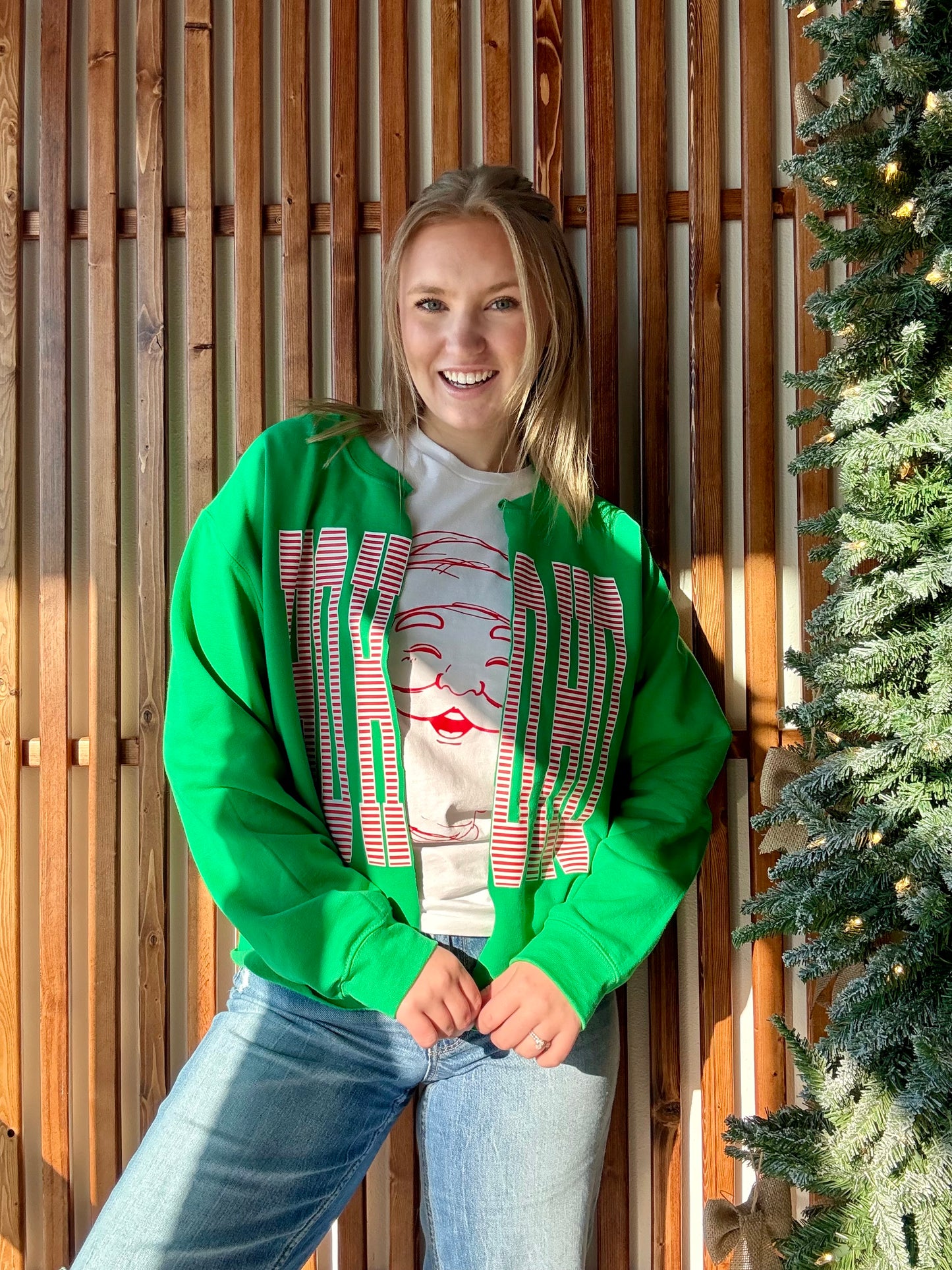 HoHoHo Sweatshirt Cardigan - Green