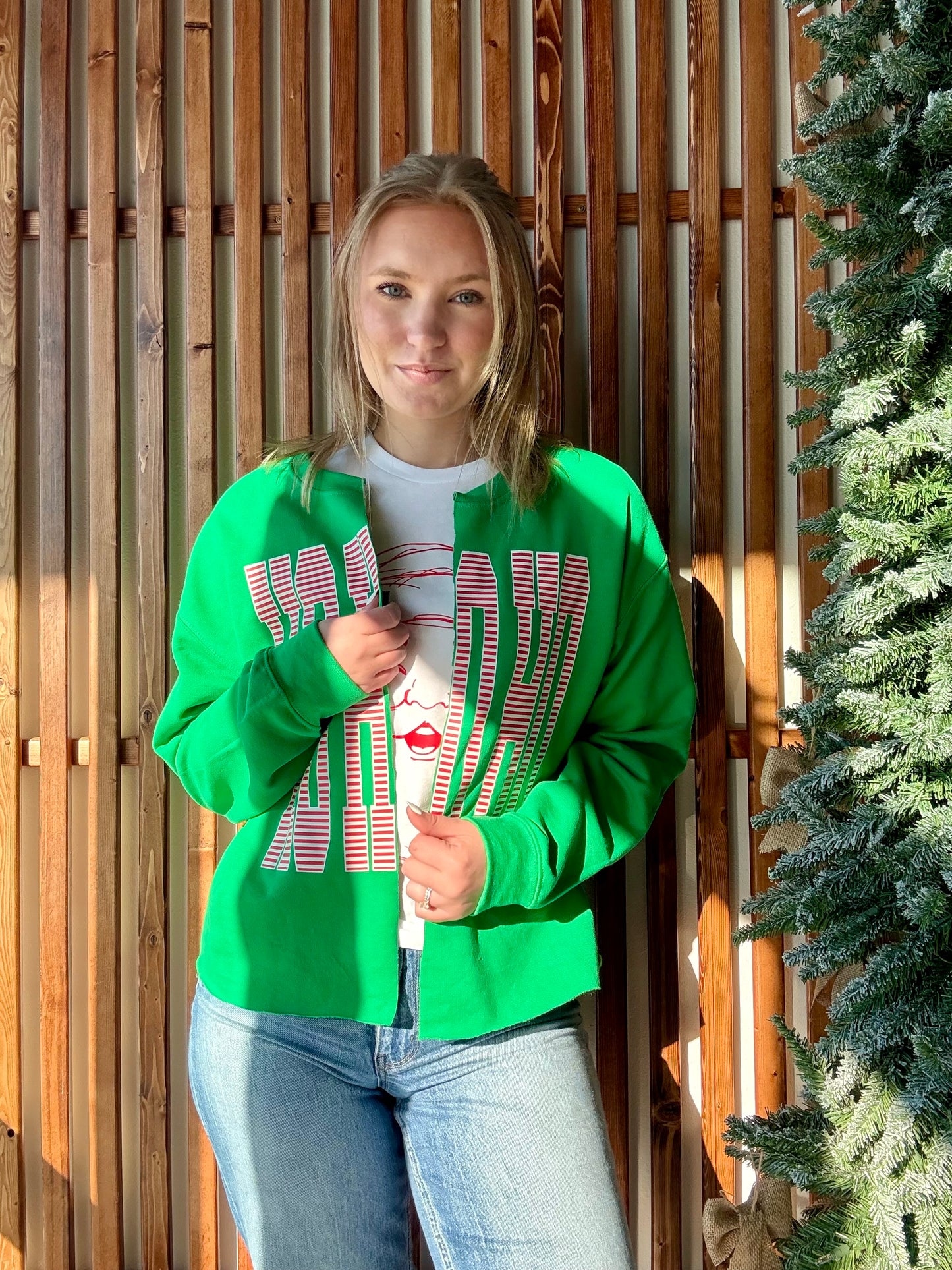 HoHoHo Sweatshirt Cardigan - Green