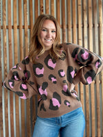 Mocha & Pink Leopard Sweater