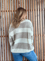 Crew Neck Color Blocked Knitted Sweater