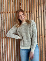 Crew Neck Geo Textured Knit Sweater