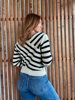 Wrap V-Neck Striped Sweater