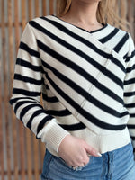 Wrap V-Neck Striped Sweater