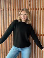 Double Knit Round Neck Long Sleeve - Black