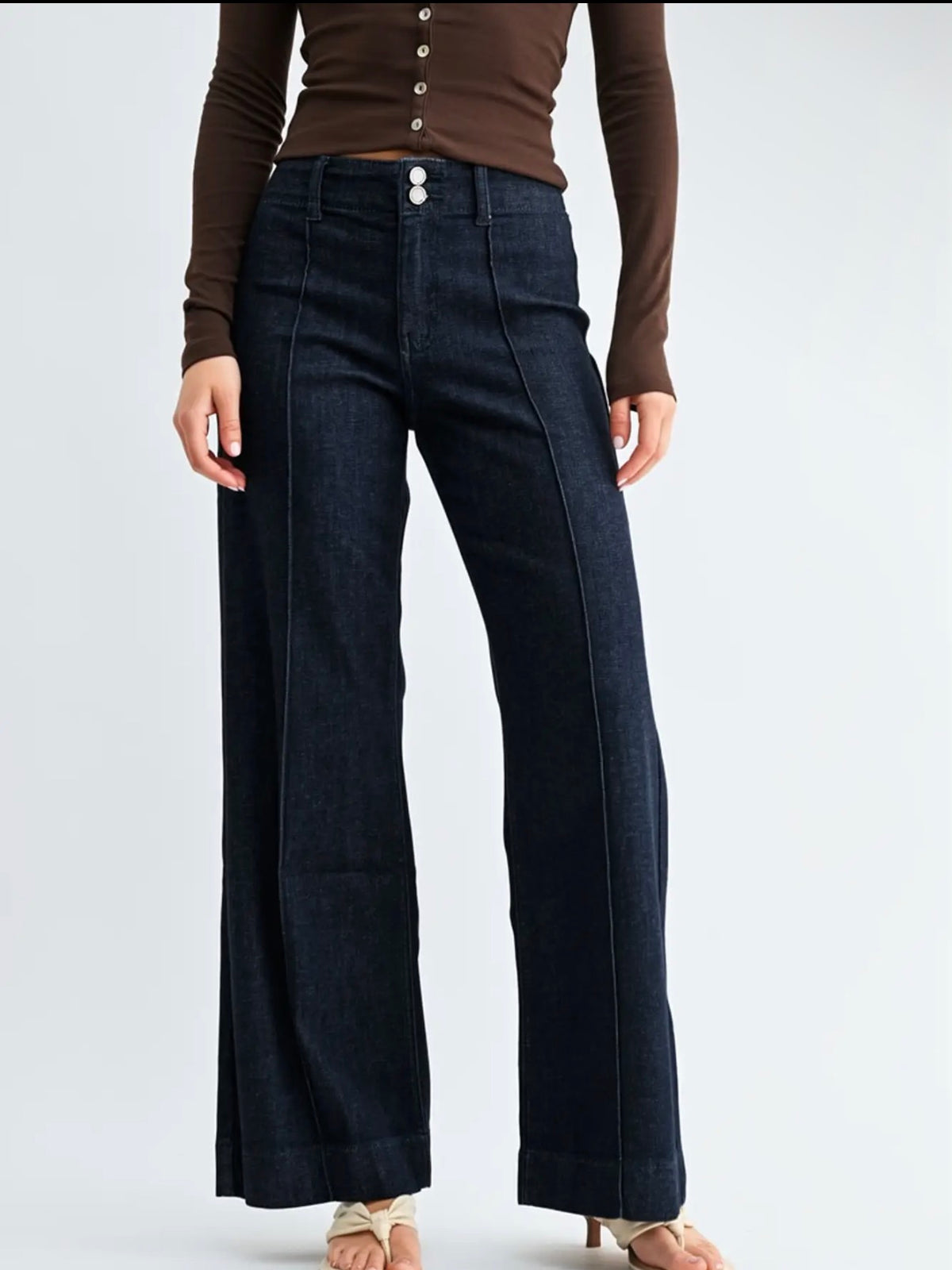 Dark Pintuck Wide Leg Trouser