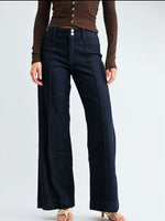 Dark Pintuck Wide Leg Trouser