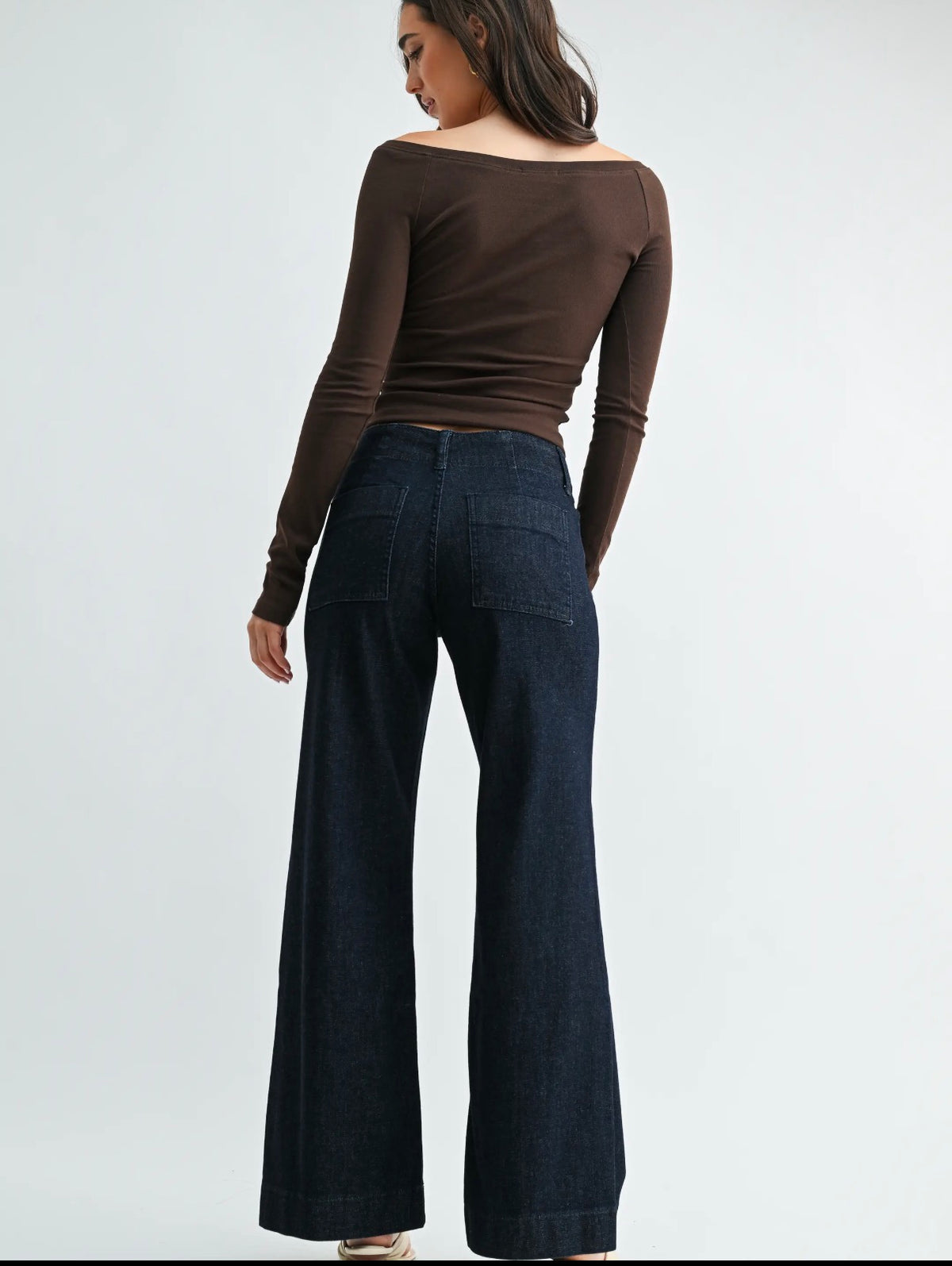 Dark Pintuck Wide Leg Trouser
