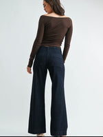 Dark Pintuck Wide Leg Trouser