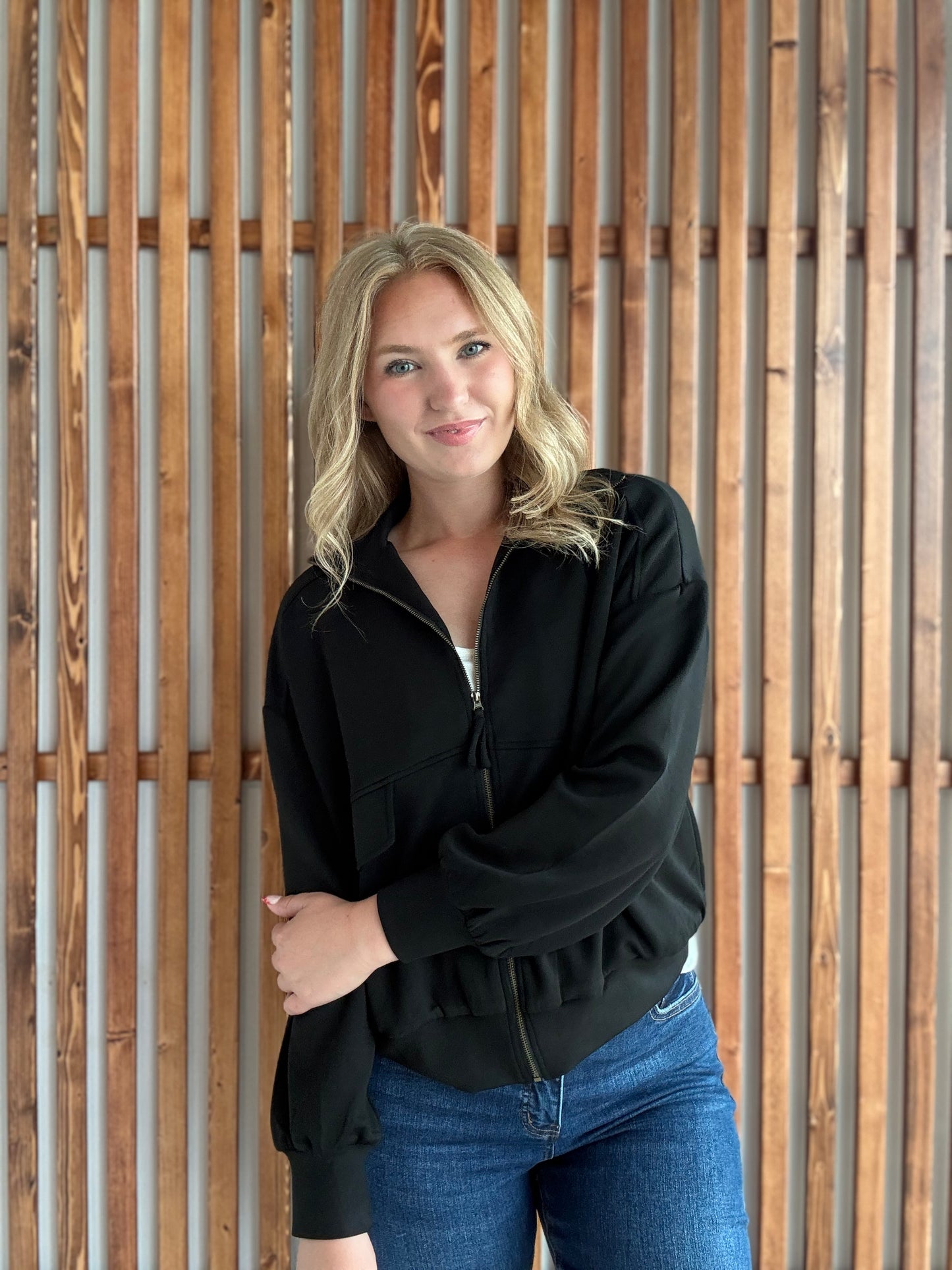 Buttery Soft Modal Flap Jacket: Black