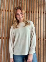 Brushed Ribbed Hacci Drop Shoulder Sweater