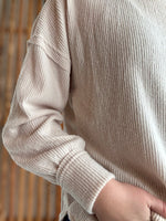 Brushed Ribbed Hacci Drop Shoulder Sweater