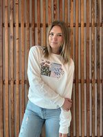 Quilted Patchwork Iowa Sweatshirt - White