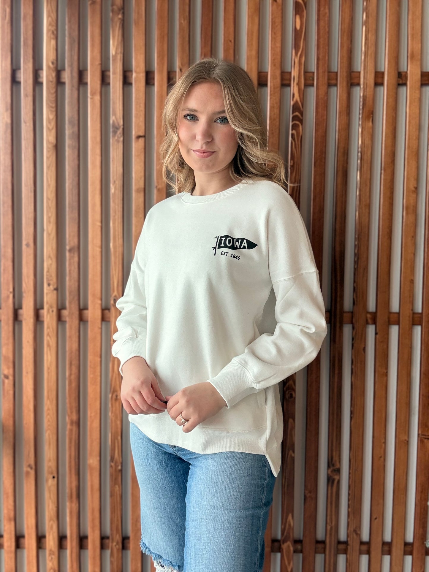 Iowa Left Chest Flag Sweatshirt with Pockets