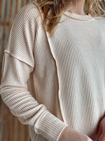 Corded Rib Round Neck Long Sleeve