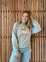 Quilted Patchwork Iowa Sweatshirt - Grey