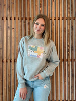 Quilted Patchwork Iowa Sweatshirt - Grey