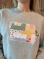 Quilted Patchwork Iowa Sweatshirt - Grey