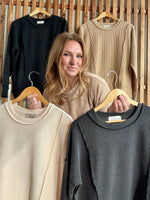 Corded Rib Round Neck Long Sleeve