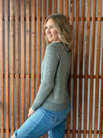 Striped Crew Neck Long Sleeve - Grey