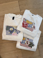 Quilted Patchwork Iowa Sweatshirt - White