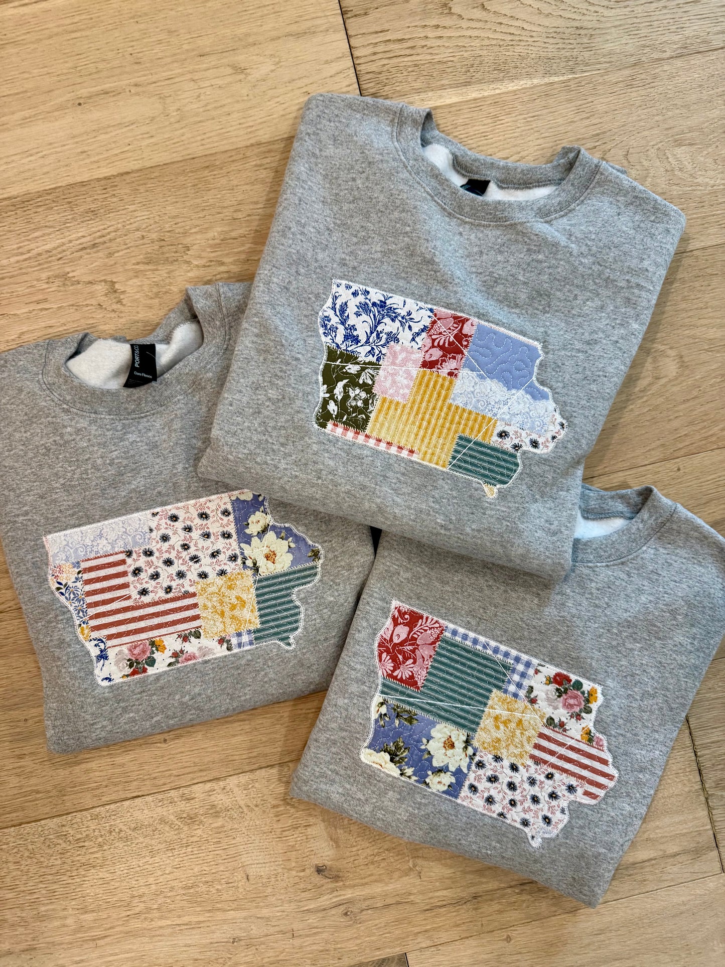 Quilted Patchwork Iowa Sweatshirt - Grey
