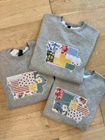 Quilted Patchwork Iowa Sweatshirt - Grey