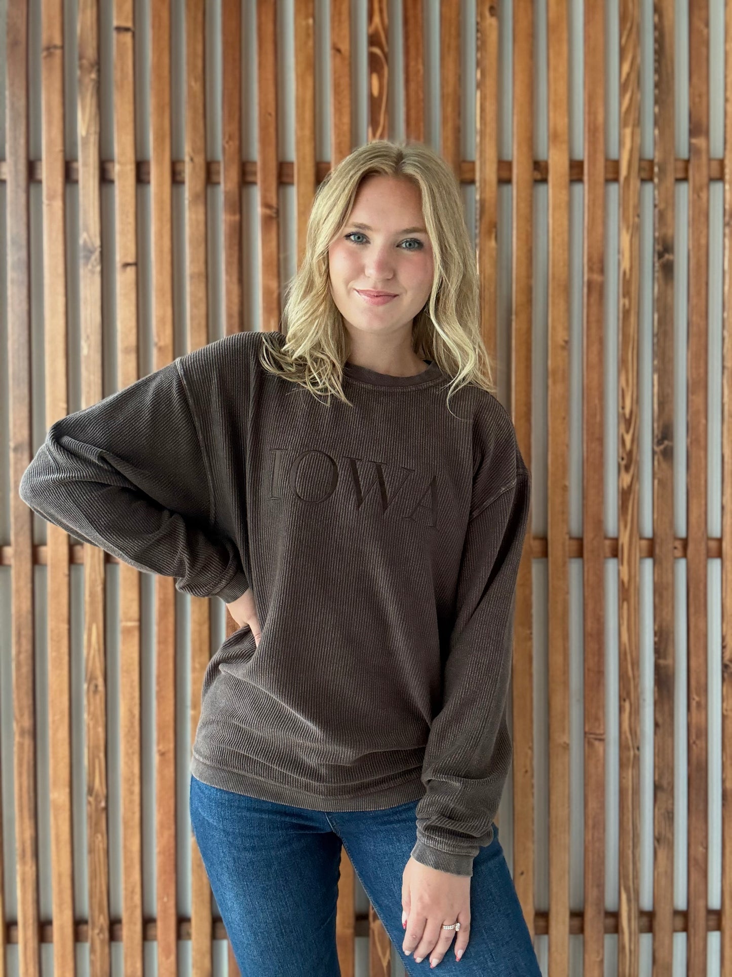 Iowa Corded Crew - Brown