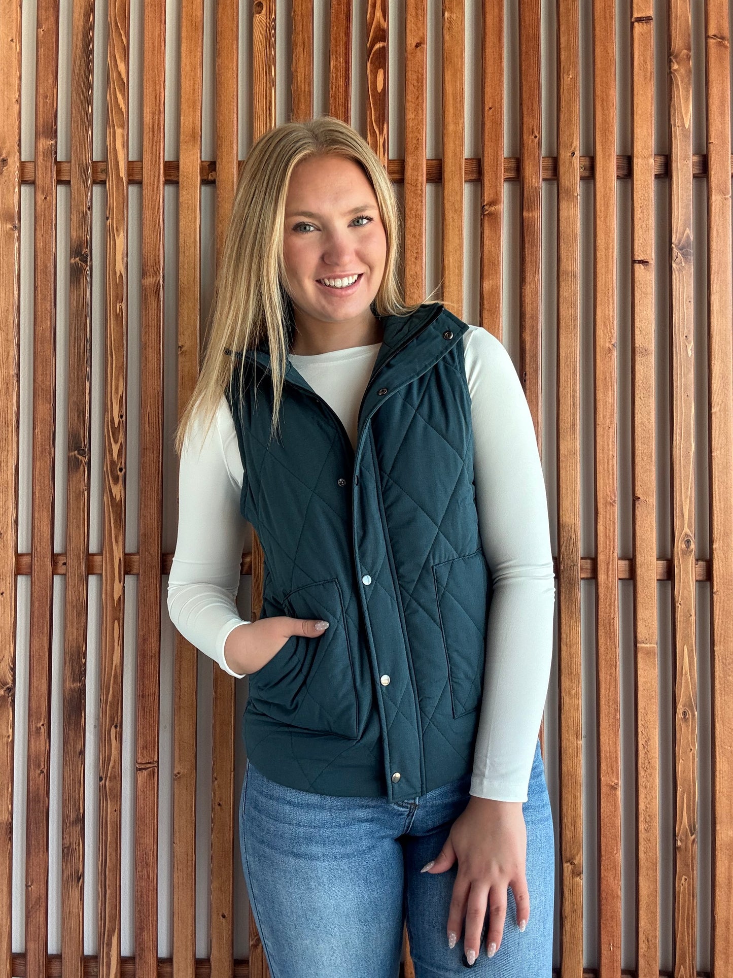 Remy Zip Up Vest - Teal