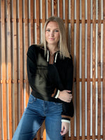 Colorblock Trim Detail Zip Up Sweatshirt - Black