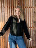 Colorblock Trim Detail Zip Up Sweatshirt - Black