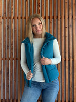 High Neck Puffer Vest - Teal