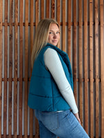 High Neck Puffer Vest - Teal